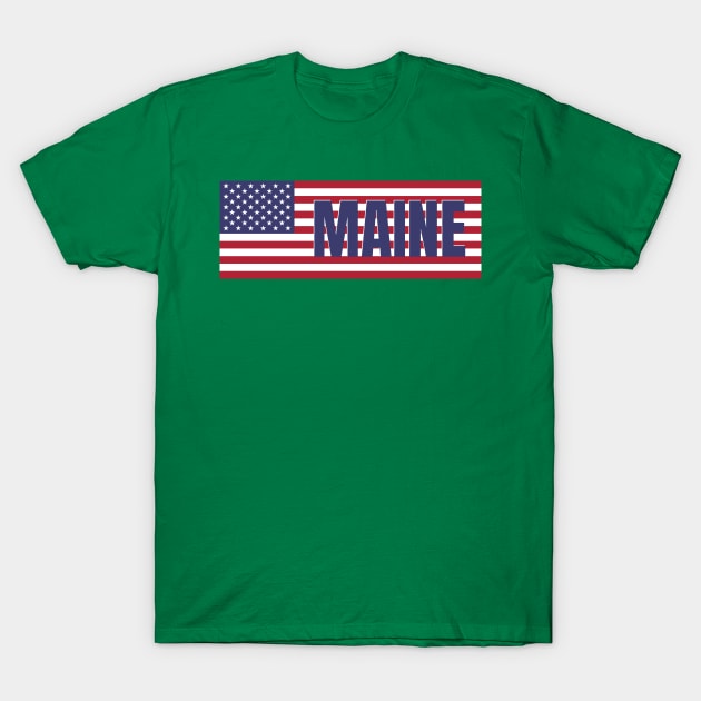 Maine State in American Flag T-Shirt by aybe7elf